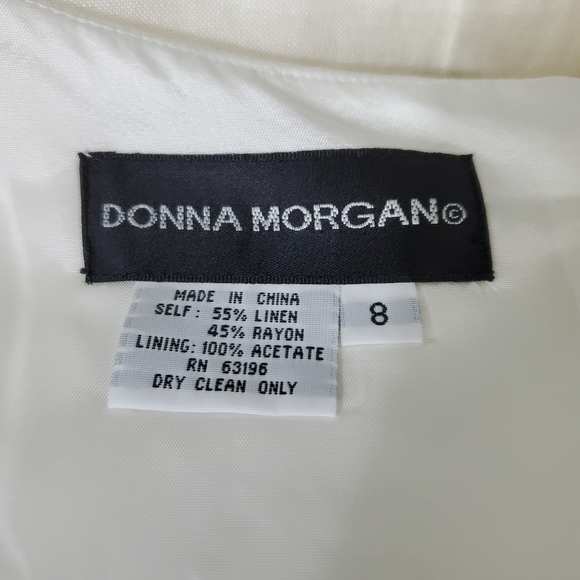 Donna Morgan Vintage Ivory Dress with Beaded front and buttoned back, Si… - Picture 12 of 14